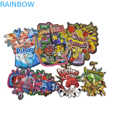 กระเป๋าพิมพ์ดิจิตอลที่กําหนดเอง แพ็คเกจ โฮโลกราฟฟิล ตัดเฉพาะรูปทรง Ziplock พลาสติก Mylar 3.5g กระเป๋าตัดเฉพาะ