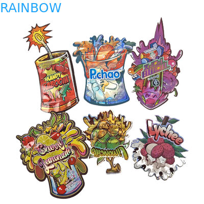 กระเป๋าพิมพ์ดิจิตอลที่กําหนดเอง แพ็คเกจ โฮโลกราฟฟิล ตัดเฉพาะรูปทรง Ziplock พลาสติก Mylar 3.5g กระเป๋าตัดเฉพาะ