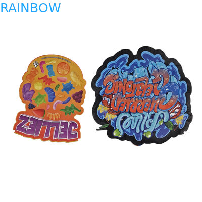 การพิมพ์แบบกําหนดเอง Soft Touch Holograph Die Cut แบบไม่เรียบร้อย รูปทรงพิเศษ พลาสติกซิป Mylar ถุงบรรจุอาหาร