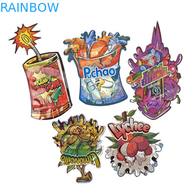 การพิมพ์แบบกําหนดเอง Soft Touch Holograph Die Cut แบบไม่เรียบร้อย รูปทรงพิเศษ พลาสติกซิป Mylar ถุงบรรจุอาหาร