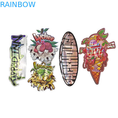 โลโก้แบบคัดมา Matte โป้พลาสติกทรงปิดใหม่ ป้องกันกลิ่น Die Cut Ziplock 3.5 Mylar Bags For Candy