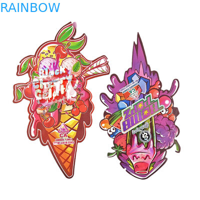 การตัดพลาสติกแบบ Custom Die Cut พิมพ์โลโก้ กันกลิ่น 3.5 อาหารที่กินได้ ซีปล็อค อาหารว่างที่กินได้ กระเป๋า Mylar