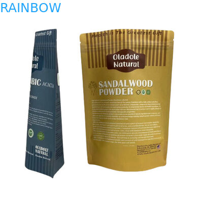 กระเป๋าอาหารว่างกระดาษสีน้ําตาล Kraft กระเป๋ายืนกระเป๋าล่างเรียบด้วยซิป