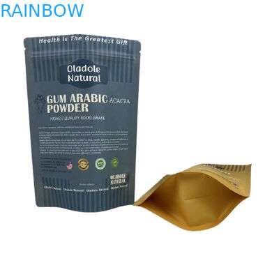 กระเป๋าอาหารว่างกระดาษสีน้ําตาล Kraft กระเป๋ายืนกระเป๋าล่างเรียบด้วยซิป