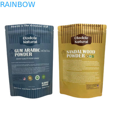 กระเป๋าอาหารว่างกระดาษสีน้ําตาล Kraft กระเป๋ายืนกระเป๋าล่างเรียบด้วยซิป