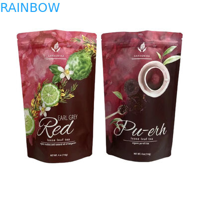 เกรดอาหาร ถุงกระเป๋ายืน ถุงกระเป๋าพลาสติกผงธรรมเนียม ปลายแมทสําหรับบรรจุชา