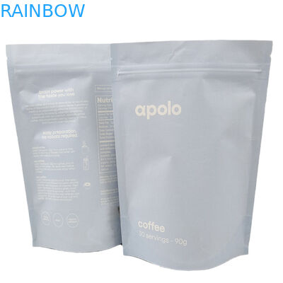 กระดาษไครฟท์ที่พิมพ์ตามสั่ง ถุงรัดรัดซิปเปอร์ถุง Mylar ถุงที่ปิดใหม่สําหรับผงเมล็ดกาแฟ