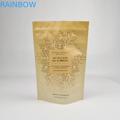 200pcs MOQ ต่ํา Matte OEM Custom Printed Bath Salts Packaging Zip Lock Bath Salt Body Scrub ถุงบรรจุที่ยืน
