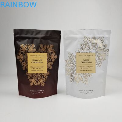 200pcs MOQ ต่ํา Matte OEM Custom Printed Bath Salts Packaging Zip Lock Bath Salt Body Scrub ถุงบรรจุที่ยืน