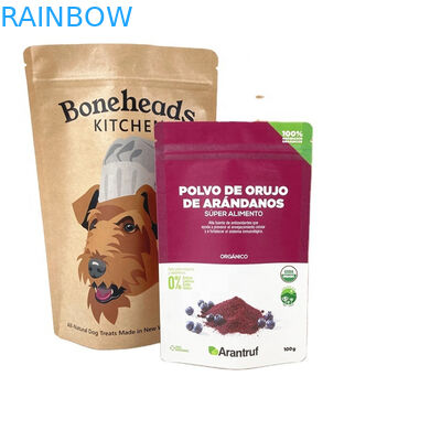 OEM Custom Logo กระเป๋ากระดาษไครฟ์ท ที่สามารถบีโอเดเกรดได้ สําหรับกระเป๋าขนมขนมเค้กถั่วอาหาร ขาวอาหารสัตว์เลี้ยง กระเป๋ากันกลิ่น พร้อมหน้าต่าง