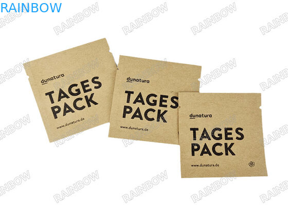 กระเป๋าสตางค์ Kraft กระดาษสามด้าน ปิดกระเป๋าสตางค์ biodegradable สําหรับยาเม็ด