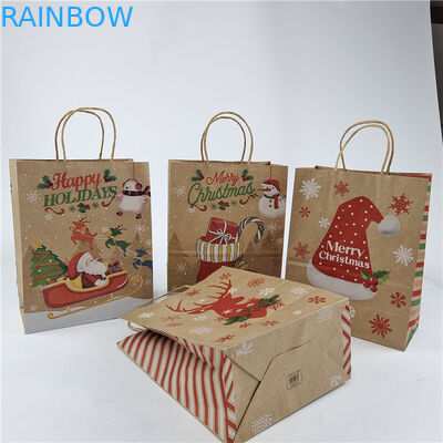 กระเป๋ากระดาษที่กําหนดเองที่มีสายลากสําหรับของขวัญ / เสื้อผ้า / การช้อปปิ้ง สะดวกต่อสิ่งแวดล้อมและมีราคาถูก