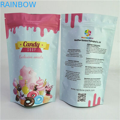 ถุงซิปล็อคตั้งได้เคลือบฟิล์มมายลาร์เกรดอาหารพิมพ์ลายตามสั่ง ป้องกันกลิ่น สำหรับบรรจุภัณฑ์ขนมขบเคี้ยว
