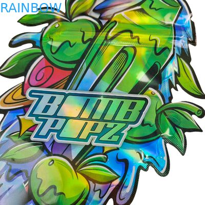 ถุงบรรจุภัณฑ์พลาสติกแบบซองสำหรับคุกกี้รูปทรงไม่สม่ำเสมอ Die Cut, Soft Touch, ปิดผนึกด้วยซิปล็อค, ป้องกันกลิ่น, ขนาด 3.5 กรัม 7 กรัม, Mylar