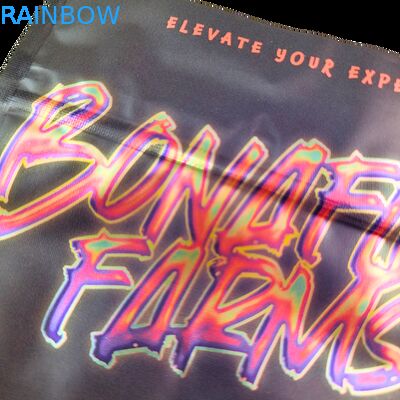 กระเป๋าสะพาย Mylar แบบโฮโลแกรฟิค มีซิปสําหรับขนมหวาน สมุนไพร ดอกไม้แห้ง ยางเบสกิต น้ําตาล แพคเกจกันเด็ก