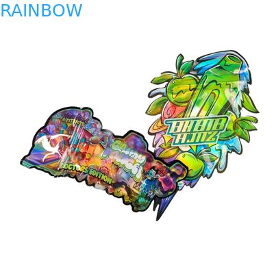 รูปแบบตามต้องการ 3.5g กล่องแสดงภาพ Mylar กระเป๋ากันเด็ก Soft Touch Die Cut Bag สําหรับ 1g 3.5g 7g 14g 28g พลาสติกกินได้