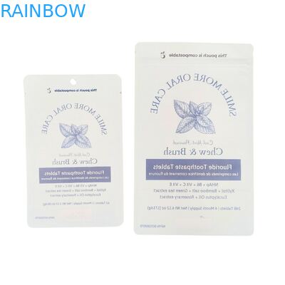 กระเป๋ากระดาษไครฟอฟต์ที่สามารถบีโอสลายได้ กระเป๋ายืนสีขาว กระเป๋าพลาสติก Ziplock สําหรับอาหารสัตว์เลี้ยง