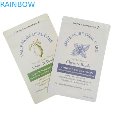 กระเป๋ากระดาษไครฟอฟต์ที่สามารถบีโอสลายได้ กระเป๋ายืนสีขาว กระเป๋าพลาสติก Ziplock สําหรับอาหารสัตว์เลี้ยง