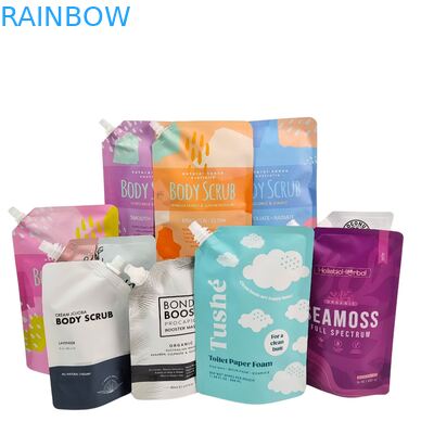 ถุงบรรจุภัณฑ์แบบตั้งได้พลาสติกเหลวพร้อมหัวจ่ายสำหรับเครื่องสำอาง เครื่องดื่ม โลชั่น ถุงหัวฉีด