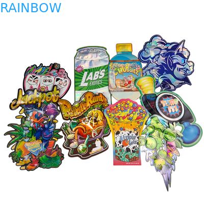 ถุงไมลาร์สำหรับคุกกี้เกรดอาหาร Doypack Die Cut Cali 3.5g 7g 14g 28g ถุงซิปล็อคเคลือบเงา/ด้านกันกลิ่น