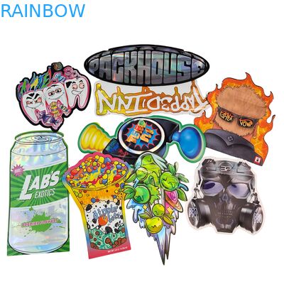 ถุงไมลาร์สำหรับคุกกี้เกรดอาหาร Doypack Die Cut Cali 3.5g 7g 14g 28g ถุงซิปล็อคเคลือบเงา/ด้านกันกลิ่น