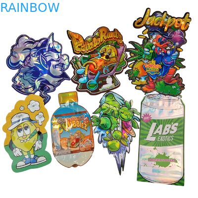 ถุงไมลาร์สำหรับคุกกี้เกรดอาหาร Doypack Die Cut Cali 3.5g 7g 14g 28g ถุงซิปล็อคเคลือบเงา/ด้านกันกลิ่น