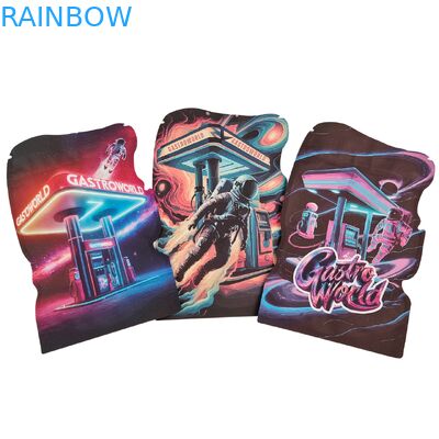 ถุงไมลาร์ไดคัทรูปทรงไม่สม่ำเสมอสำหรับคุกกี้ กัมมี่ ยาสูบ ถุงพลาสติก PET พร้อมถุงซิปกันเด็ก