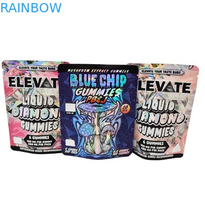 ไดคัท คาลิ 3.5 กรัม 7 กรัม 14 กรัม 28 กรัม Mylar Bags สําหรับยํายํายํา Holographic หอมกันซิปล็อค