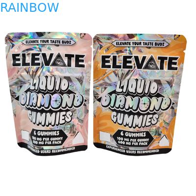 ไดคัท คาลิ 3.5 กรัม 7 กรัม 14 กรัม 28 กรัม Mylar Bags สําหรับยํายํายํา Holographic หอมกันซิปล็อค