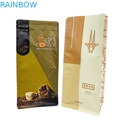 ถุงซิปล็อคตั้งได้แบบกำหนดเองสำหรับเมล็ดกาแฟพร้อมวาล์ว