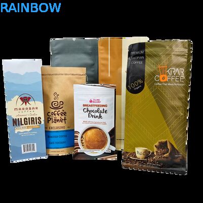 ถุงซิปล็อคตั้งได้แบบกำหนดเองสำหรับเมล็ดกาแฟพร้อมวาล์ว