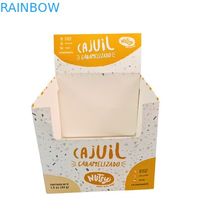 กล่องกระดาษพับได้สำหรับแสดงสินค้าปลีกแบบกำหนดเอง 3.5g สำหรับบรรจุภัณฑ์อาหารเช้า ธัญพืช ผลไม้อบแห้ง ถั่ว ธัญพืชสำเร็จรูป