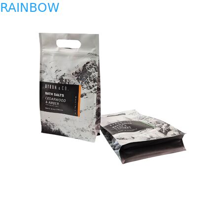  Eco-Friendly Ziplock Bag with Handle Flat Bottom Pouch Zipper for Bath Salt Body Scrub Shampoo Packaging Plastic Bags