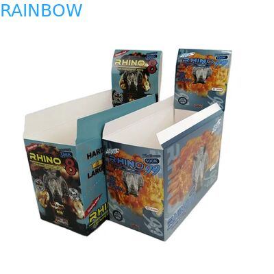 ขายส่ง กำหนดเอง ไรโน 100k 150k 200k ยาเม็ดเสริมสมรรถภาพ แคปซูล พร้อมการ์ดบรรจุภัณฑ์ 3 มิติ และกล่องแสดงผลกระดาษ