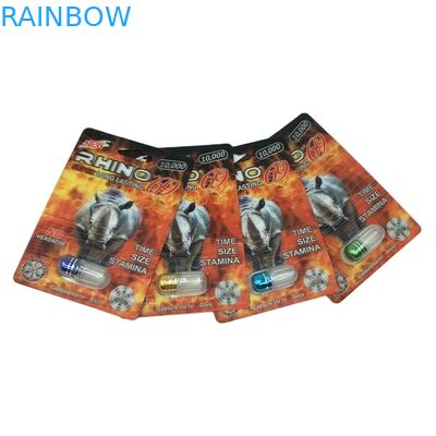 ขายส่ง กำหนดเอง ไรโน 100k 150k 200k ยาเม็ดเสริมสมรรถภาพ แคปซูล พร้อมการ์ดบรรจุภัณฑ์ 3 มิติ และกล่องแสดงผลกระดาษ