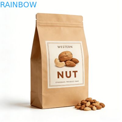 การพิมพ์ดิจิตอลที่กําหนดเอง กระดาษ Kraft กระดาษประปาความร้อน กระเป๋ายืนพร้อมหน้าต่าง สําหรับอาหารสัตว์เลี้ยงและอาหารว่าง กันความชื้น