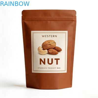 การพิมพ์ดิจิตอลที่กําหนดเอง กระดาษ Kraft กระดาษประปาความร้อน กระเป๋ายืนพร้อมหน้าต่าง สําหรับอาหารสัตว์เลี้ยงและอาหารว่าง กันความชื้น