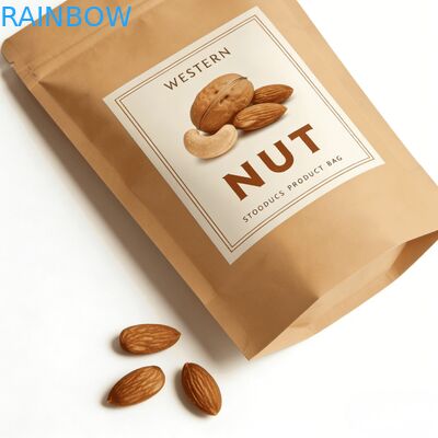 การพิมพ์ดิจิตอลที่กําหนดเอง กระดาษ Kraft กระดาษประปาความร้อน กระเป๋ายืนพร้อมหน้าต่าง สําหรับอาหารสัตว์เลี้ยงและอาหารว่าง กันความชื้น