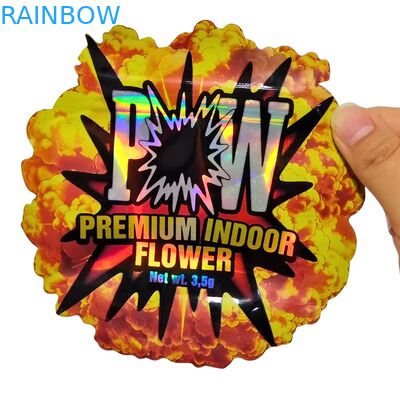 กระเป๋า Mylar ที่กันกลิ่นแบบโฮโลแกรฟิคแบบกําหนดเอง ที่กันเด็ก พร้อมซิปที่ปิดได้ใหม่ สําหรับบรรจุอาหารว่าง