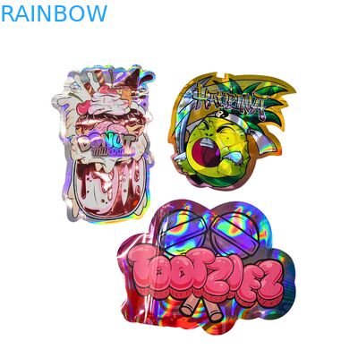 กระเป๋า Mylar แบบโฮโลแกรฟิกตามสั่ง พร้อมซิปที่สามารถปิดใหม่ได้ - กันกลิ่น วัสดุประเภทอาหาร และออกแบบที่สามารถปรับแต่งได้สําหรับบรรจุอาหารว่าง