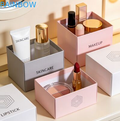 กล่องบรรจุภัณฑ์เครื่องสำอางย่อยสลายได้ตามธรรมชาติ พิมพ์ลายเอง กล่องของขวัญสกินแคร์ พร้อมปั๊มฟอยล์สีทองและการนูน กล่องบรรจุภัณฑ์ของขวัญน้ำหอม