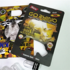ยาเพิ่มสมรรถภาพทางเพศบรรจุภัณฑ์ Rhino Max 150K 3D Blister Cards พร้อมกล่องกระดาษสำหรับแคปซูลผงเพศ