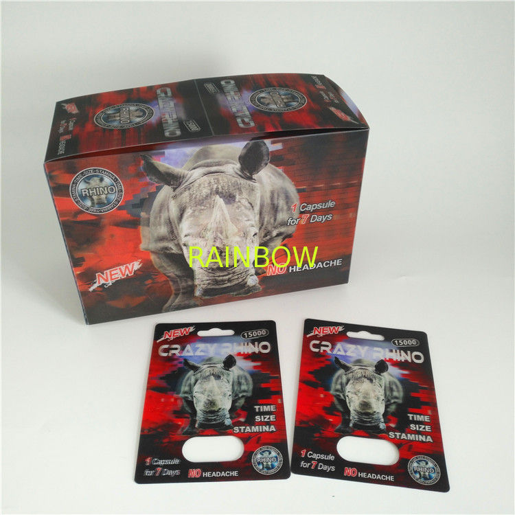 Rhino 69 Red Panther 3d Cards บรรจุภัณฑ์พุพองพลาสติกขนาดที่กำหนดเองสำหรับแคปซูลชาย