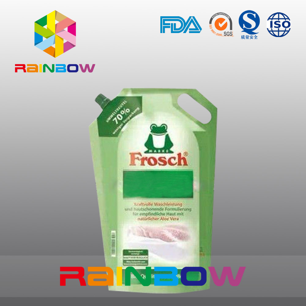 อลูมิเนียมฟอยล์ยืนขึ้นพวยกระเป๋ามีรูมือสำหรับบรรจุภัณฑ์ผงซักฟอกซักผ้า