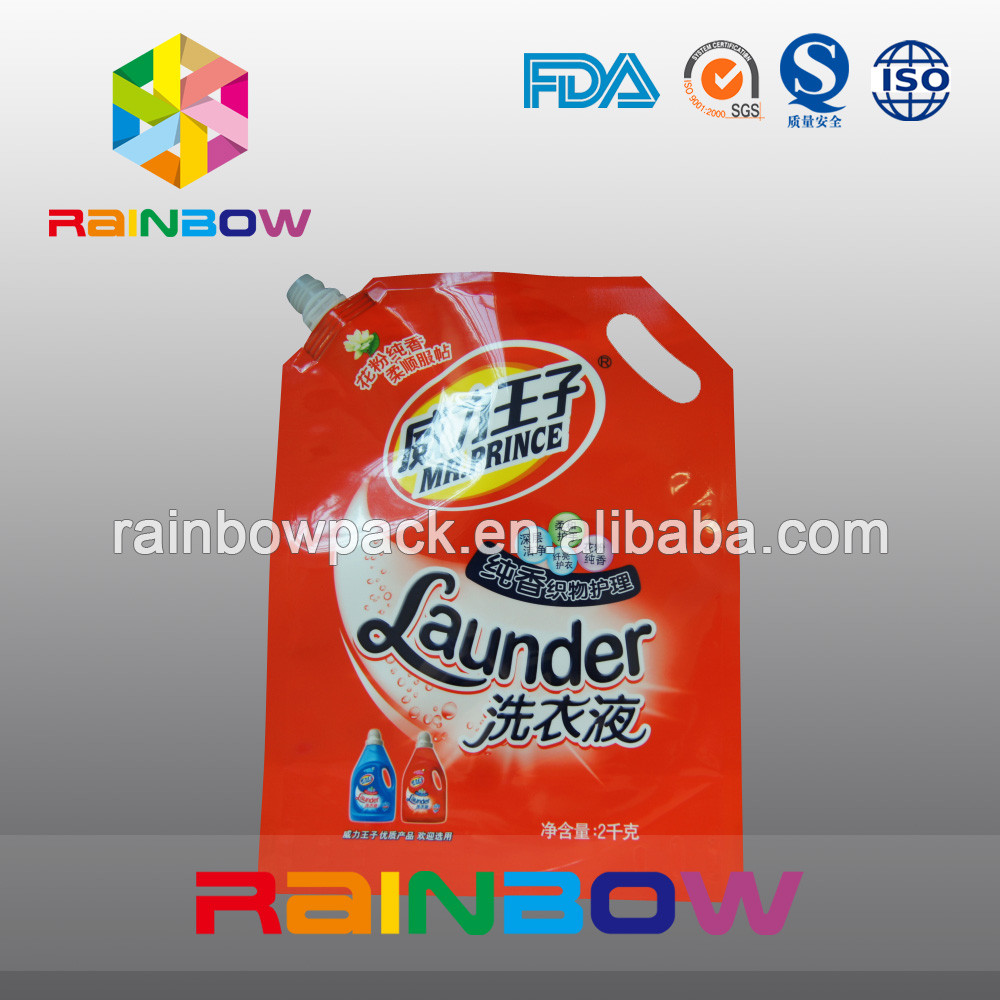 ยืนขึ้นพวยกระเป๋าบรรจุภัณฑ์ / ซักผงซักฟอก Doypack ด้วยพวย