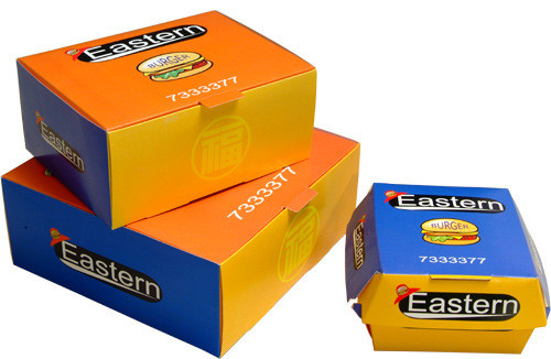 Premiium บรรจุภัณฑ์กล่องกระดาษพิมพ์แบบกำหนดเองสำหรับร้านอาหารฟาสต์ฟู้ด