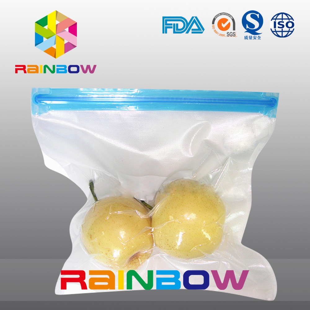 ถุงเก็บอาหารสูญญากาศโพลีเนื้อ / แถบเลื่อนซิปถุงบรรจุอาหารสุญญากาศ