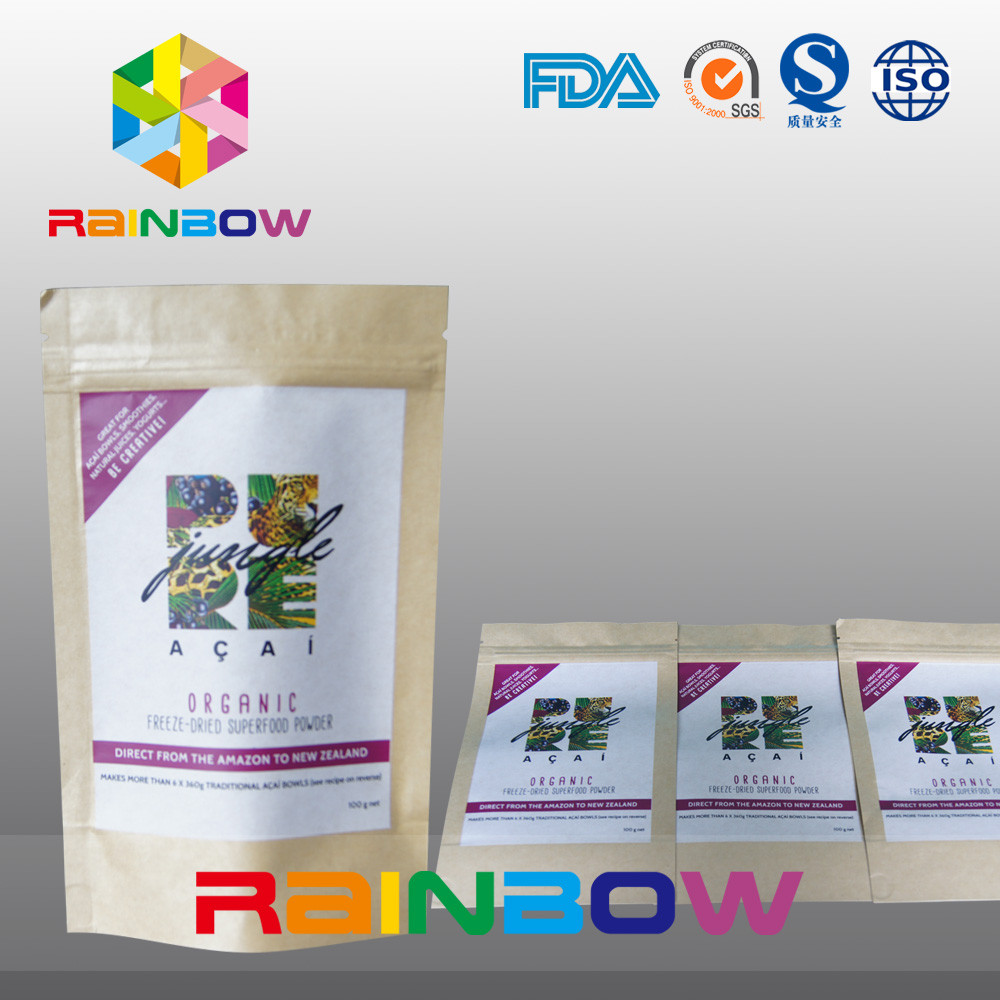 โลโก้พิมพ์ Chia เมล็ด Krafter กระดาษถุง Ziplock / บรรจุภัณฑ์ขนมขบเคี้ยวถั่ว