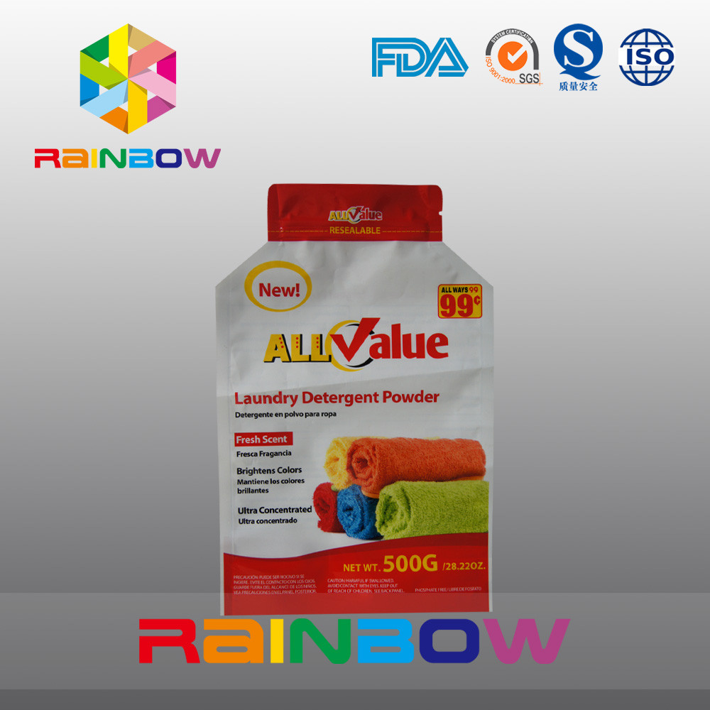 ถุงบรรจุภัณฑ์พลาสติกพิมพ์แบบกำหนดเองสำหรับผงซักฟอกซัก 500g / ผงซัก