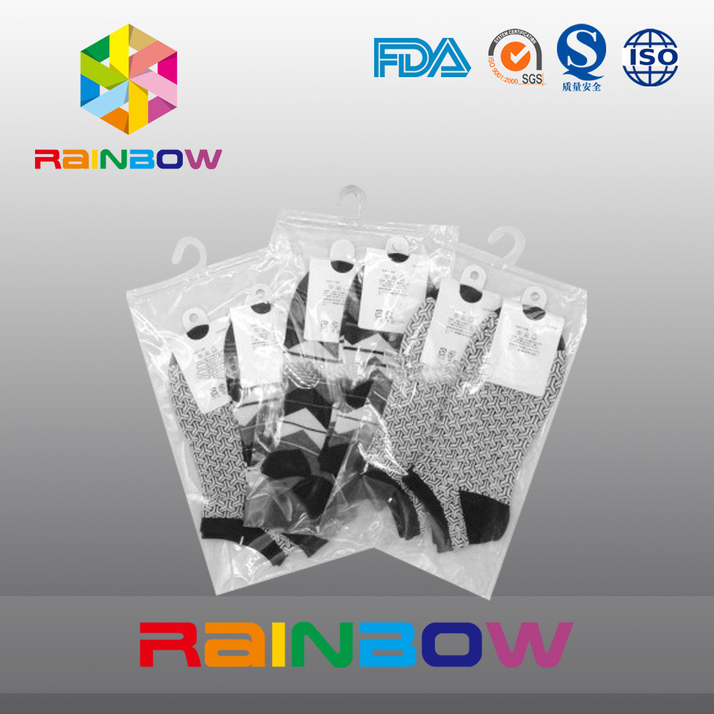 ปรับแต่งโลโก้พิมพ์ถุง Ziplock พลาสติกใส / ตะขอแขวนกระเป๋ามีซิป